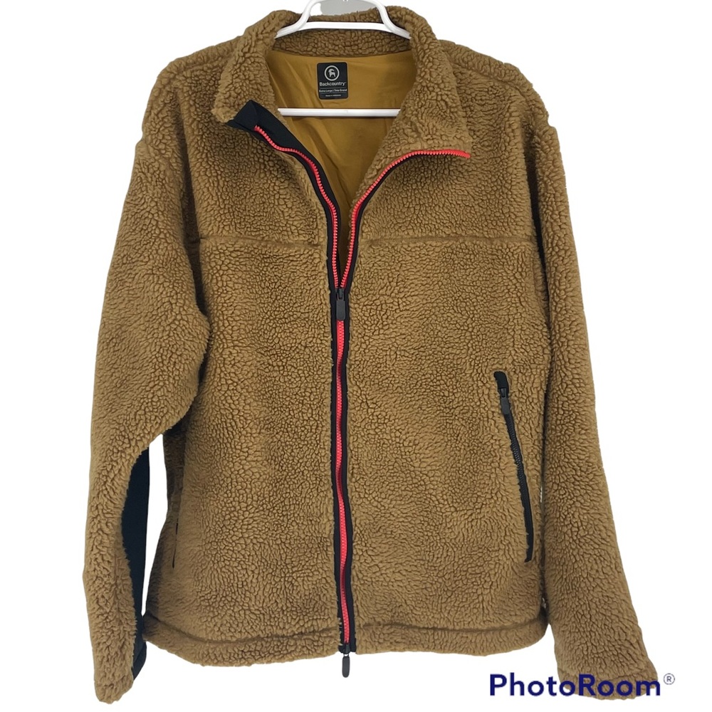 BACKCOUNTRY MEN’S FULL ZIP SHERPA JACKET BROWN TAN EXTRA LARGE